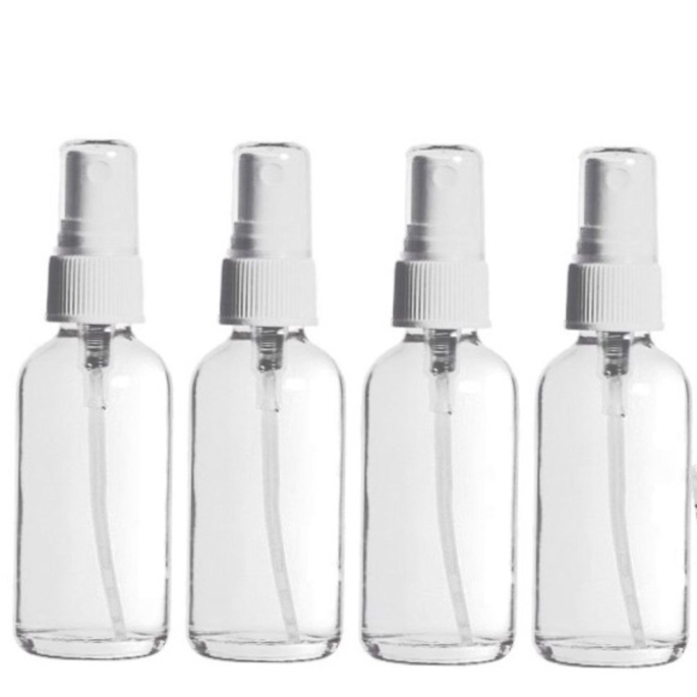 Four 4 oz Flint Glass Fine Mist Spray Bottl…